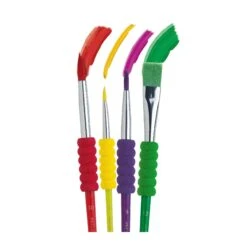 Faber-Castell Soft Grip Paint Brush Set - Kids Paint Brushes - 4 Assorted Paintbrushes For Watercolor And Tempera Paint