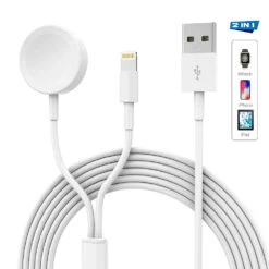2 IN1 Apple IWatch Magnetic Charging And Lightning Cable (Black Or White)