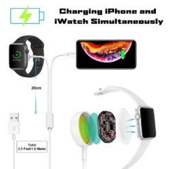 2 IN1 Apple IWatch Magnetic Charging And Lightning Cable (Black Or White) -Cuddle House Toys Shop 2IN1AppleiWatchMagneticChargingandLightningCable BlackorWhite 2