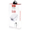2in1 Universal Dual Port Travel Charger 3.4A Lightning (White Or Black)