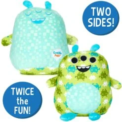 KIDS PREFERRED Double Sided Glow In The Dark Cuddle Pal Plush Toy, Pixel The Alien Stuffed Animal Plush 11.5 Inch