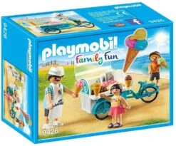 PLAYMOBIL Ice Cream Cart - Adult Figure, Two Child Figures, Ice Cream Cart, Ice Cream Flavors, Waffle Cones, Sign, Ice Cream Scoop