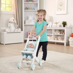 Melissa & Doug Mine To Love Wooden Play Stroller For Dolls, Stuffed Animals - White