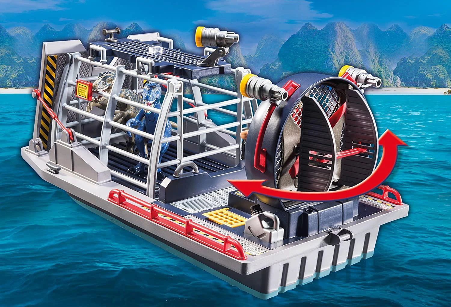 PLAYMOBIL Enemy Airboat With Raptor Building Set - Includes Two Figures, Two Dinosaurs, Removable Cage, Grappling Hook, Gas Can 6 PLAYMOBIL Enemy Airboat With Raptor Building Set - Includes Two Figures, Two Dinosaurs, Removable Cage, Grappling Hook, Gas Can - Image 6