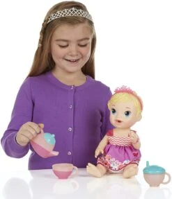 Baby Alive Tea ‘n Sparkles Baby Pretend Play Doll, Color-Changing Tea Set, Doll Accessories, Drinks, Wets (Assortment Styles) -Cuddle House Toys Shop BabyAliveLil SipsBabyHasaTeaPartyDoll Blonde 6