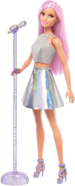 Barbie Careers Pop Star Doll, Long Pink Hair With Iridescent Skirt -Cuddle House Toys Shop BarbieCareersPopStarDoll LongPinkHairwithIridescentSkirt4