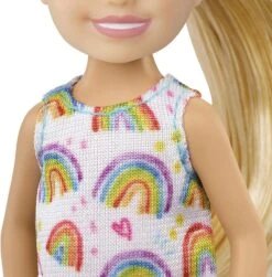 Barbie Chelsea Doll (Blonde) Wearing Rainbow-Print Dress And Yellow Shoes, Toy For Kids Ages 3 Years Old & Up -Cuddle House Toys Shop BarbieChelseaDoll Blonde WearingRainbow PrintDressandYellowShoes ToyforKidsAges3YearsOld Up3