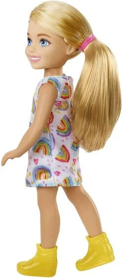 Barbie Chelsea Doll (Blonde) Wearing Rainbow-Print Dress And Yellow Shoes, Toy For Kids Ages 3 Years Old & Up -Cuddle House Toys Shop BarbieChelseaDoll Blonde WearingRainbow PrintDressandYellowShoes ToyforKidsAges3YearsOld Up4