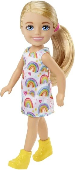 Barbie Chelsea Doll (Blonde) Wearing Rainbow-Print Dress And Yellow Shoes, Toy For Kids Ages 3 Years Old & Up -Cuddle House Toys Shop BarbieChelseaDoll Blonde WearingRainbow PrintDressandYellowShoes ToyforKidsAges3YearsOld Up5