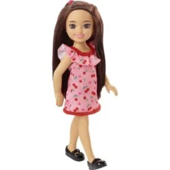 Cuddle House Toys Shop -Cuddle House Toys Shop BarbieChelseaDoll Brunette inCherry PrintDress For3YearOlds Up