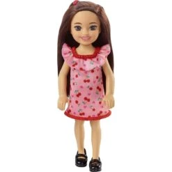 Barbie Chelsea Doll (Brunette) In Cherry-Print Dress, For 3 Year Olds & Up -Cuddle House Toys Shop BarbieChelseaDoll Brunette inCherry PrintDress For3YearOlds Up1