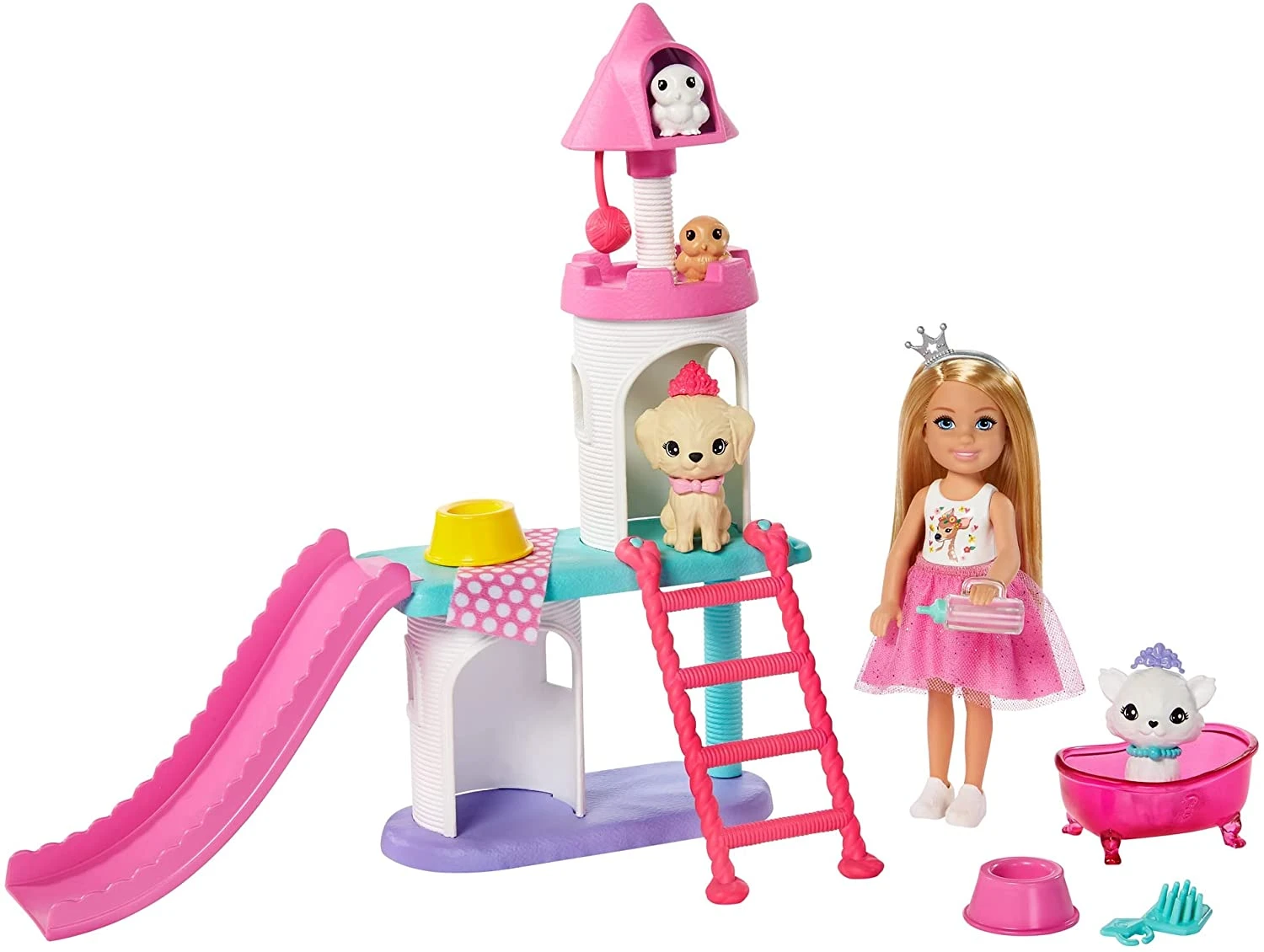 Barbie Princess Adventure Chelsea Pet Castle Playset, With Blonde Chelsea Doll (6-inch), 4 Pets And Accessories, Gift For 3 To 7 Year Olds 2 Barbie Princess Adventure Chelsea Pet Castle Playset, With Blonde Chelsea Doll (6-inch), 4 Pets And Accessories, Gift For 3 To 7 Year Olds - Image 2