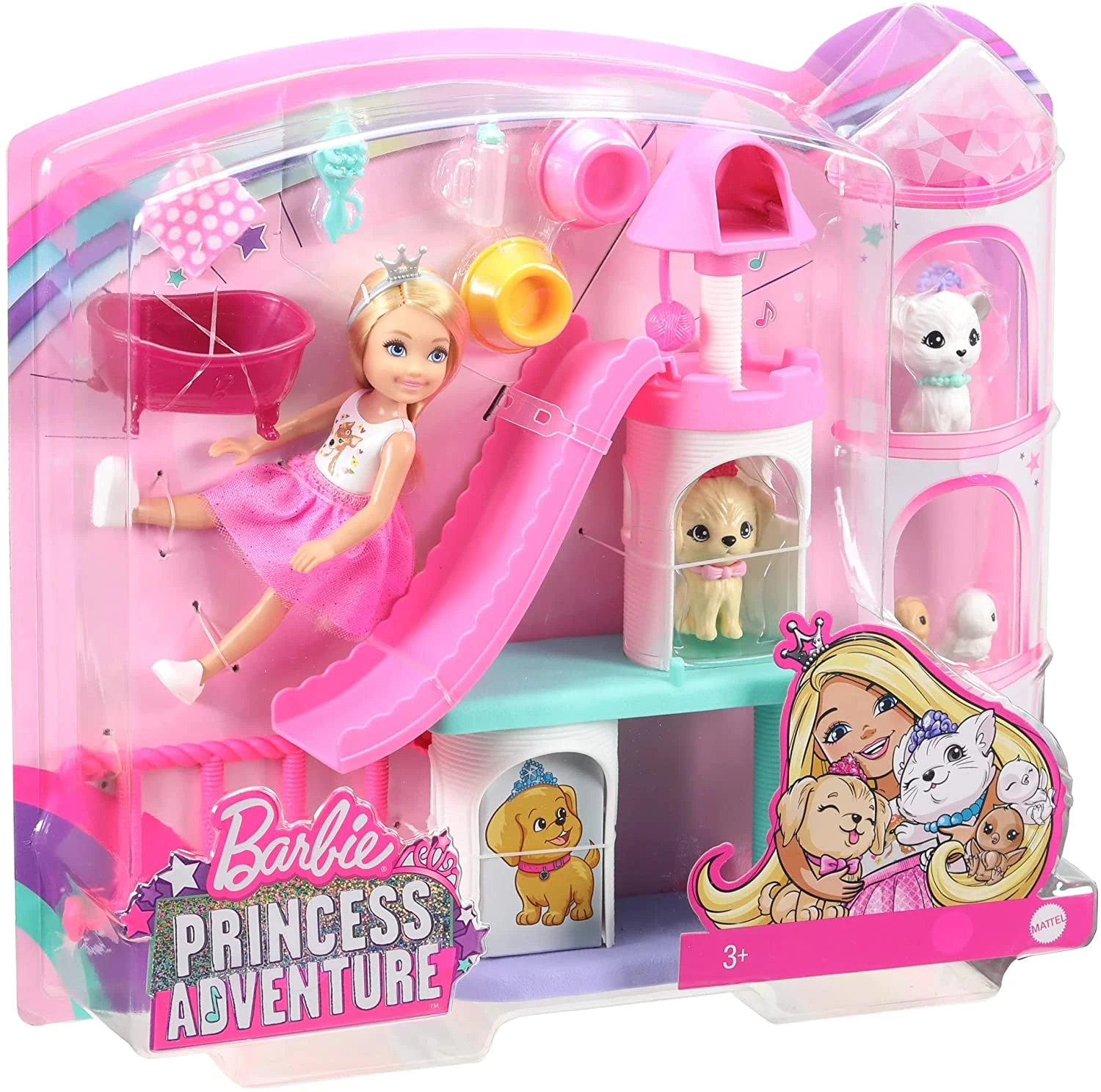 Barbie Princess Adventure Chelsea Pet Castle Playset, With Blonde Chelsea Doll (6-inch), 4 Pets And Accessories, Gift For 3 To 7 Year Olds 1 Barbie Princess Adventure Chelsea Pet Castle Playset, With Blonde Chelsea Doll (6-inch), 4 Pets And Accessories, Gift For 3 To 7 Year Olds