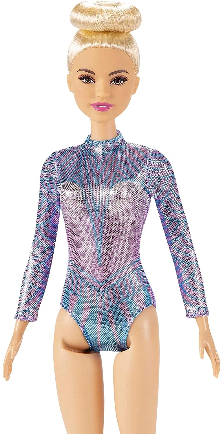 Barbie Rhythmic Gymnast Blonde Doll With Colorful Metallic Leotard, 2 Clubs & Ribbon Accessory 3 Barbie Rhythmic Gymnast Blonde Doll With Colorful Metallic Leotard, 2 Clubs & Ribbon Accessory - Image 3