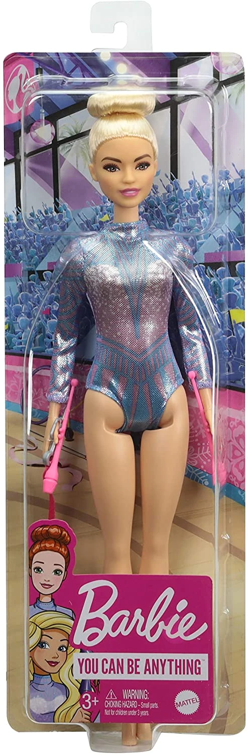 Barbie Rhythmic Gymnast Blonde Doll With Colorful Metallic Leotard, 2 Clubs & Ribbon Accessory 6 Barbie Rhythmic Gymnast Blonde Doll With Colorful Metallic Leotard, 2 Clubs & Ribbon Accessory - Image 6