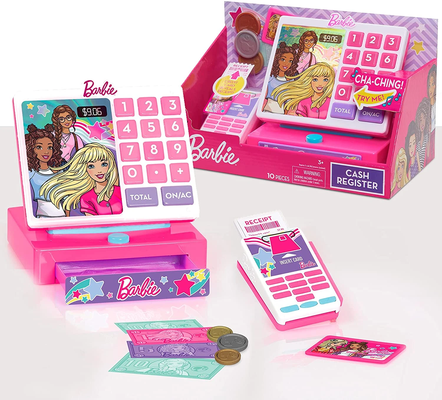 Barbie Trendy Cash Register With Sounds, Pretend Money, And Credit Card Reader, 9 Piece Playset, By Just Play 1 Barbie Trendy Cash Register With Sounds, Pretend Money, And Credit Card Reader, 9 Piece Playset, By Just Play
