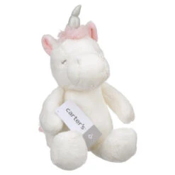 Carters Unicorn Plush White Pink Silver Horn - Baby Girl Stuffed Animal Lovey Toy