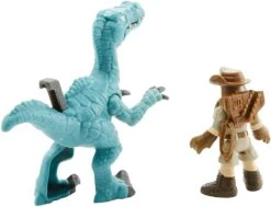 Jurassic World Figure Set - Dr. Malcolm & Dimetrodon, Park Workers & Pterodactyl, Muldoon & Raptor -Cuddle House Toys Shop Fisher PriceImaginextJurassicWorld Muldoon Raptor3