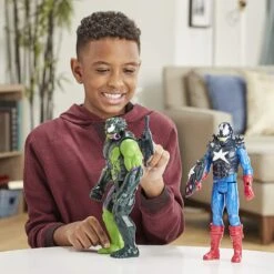 Hasbro Spider-Man Maximum Venom Titan Hero Venom Captain America With Starter, Projectile, 6 Accessories, Age 4+ -Cuddle House Toys Shop HasbroE8683Spider ManMaximumVenomTitanHeroVenomCaptainAmericawithStarter Projectile 6Accessories Age4 12