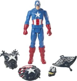 Hasbro Spider-Man Maximum Venom Titan Hero Venom Captain America With Starter, Projectile, 6 Accessories, Age 4+ -Cuddle House Toys Shop HasbroE8683Spider ManMaximumVenomTitanHeroVenomCaptainAmericawithStarter Projectile 6Accessories Age4 3