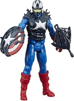 Hasbro Spider-Man Maximum Venom Titan Hero Venom Captain America With Starter, Projectile, 6 Accessories, Age 4+ -Cuddle House Toys Shop HasbroE8683Spider ManMaximumVenomTitanHeroVenomCaptainAmericawithStarter Projectile 6Accessories Age4 4
