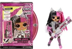 LOL Surprise OMG Remix Rock Metal Chick Fashion Doll With 15 Surprises Including Electric Guitar, Outfit, Shoes, Stand, Lyric Magazine & Record Player Playset