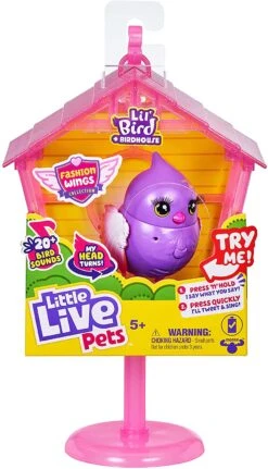 Little Live Pets - Lil' Bird & Bird House: Pretty Posh | Linkable Bird Houses, New Moving Bird Heads With 20 + Sounds, And Reacts To Touch