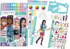 Make It Real – Fashion Design Sketchbook: City Style - Inspirational Fashion Design Coloring Book For Girls - Includes Sketchbook, Stencils, Stickers -Cuddle House Toys Shop MakeItReal FashionDesignSketchbook2