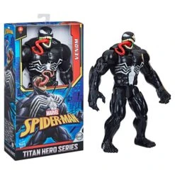 Spider-Man Maximum Venom Titan Hero Venom Action Figure - Marvel Universe, Blast Gear-Compatible Back Port, Ages 4 And Up, Black