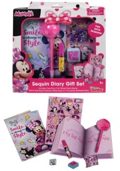Minnie Mouse Diary Set In Box - Comes With Diary, Pen, Stamper, Stickers, And More (in Spanish Cover)