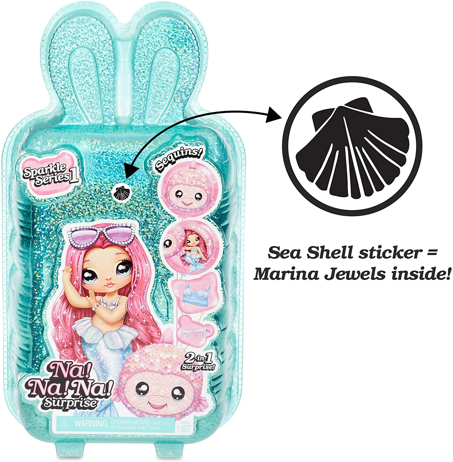 Na Na Na Surprise 2-in-1 Fashion Doll And Sparkly Sequined Purse Sparkle Series – Marina Jewels, 7.5" Mermaid Doll 1 Na Na Na Surprise 2-in-1 Fashion Doll And Sparkly Sequined Purse Sparkle Series – Marina Jewels, 7.5" Mermaid Doll
