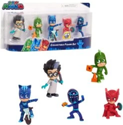 PJ Masks Collectible 5-Piece Figure Set,Catboy, Owlette, Gekko, Romeo, And Night Ninja, By Just Play