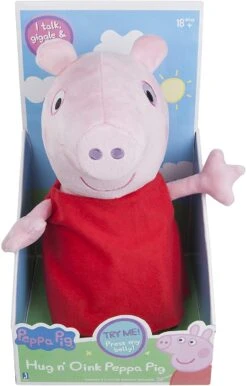 Peppa Pig Hug N' Oink Plush Stuffed Animal Toy, Large 12 Inches - Press Peppa's Belly To Hear Her Talk, Giggle & Oink - Ages 18+ Months