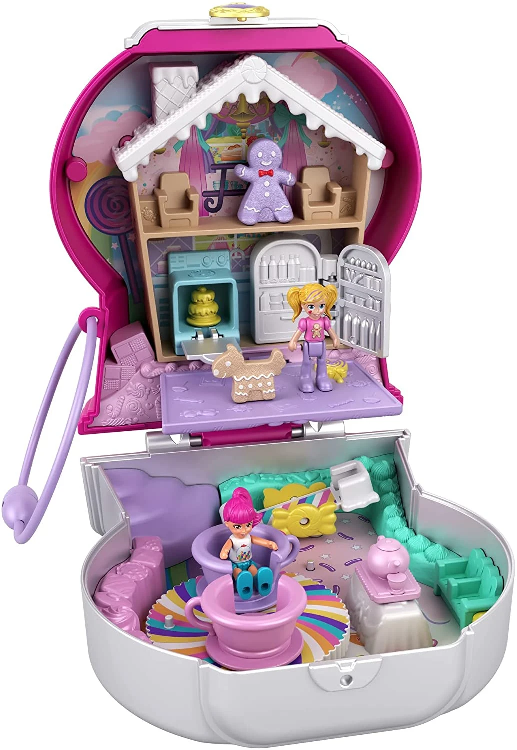 Polly Pocket Candy Cutie Gumball Compact, Gumball Theme With Micro Polly & Margot Dolls, 5 Reveals & 13 Related Accessories, Pop & Swap Feature 1 Polly Pocket Candy Cutie Gumball Compact, Gumball Theme With Micro Polly & Margot Dolls, 5 Reveals & 13 Related Accessories, Pop & Swap Feature
