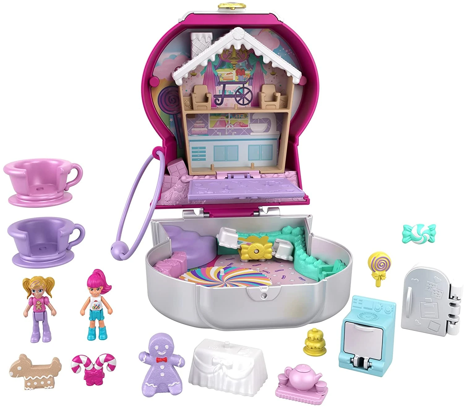 Polly Pocket Candy Cutie Gumball Compact, Gumball Theme With Micro Polly & Margot Dolls, 5 Reveals & 13 Related Accessories, Pop & Swap Feature 12 Polly Pocket Candy Cutie Gumball Compact, Gumball Theme With Micro Polly & Margot Dolls, 5 Reveals & 13 Related Accessories, Pop & Swap Feature - Image 12