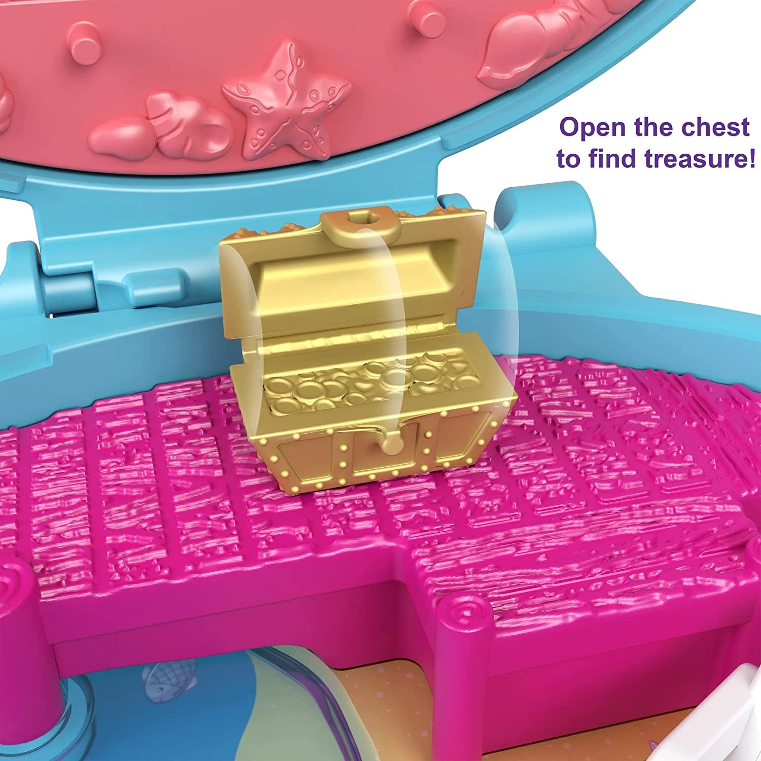 Polly Pocket Dolphin Beach Compact, Beach-Adventure Theme With Micro Polly & Mermaid Doll, 5 Reveals & 13 Accessories, Pop & Swap Feature 5 Polly Pocket Dolphin Beach Compact, Beach-Adventure Theme With Micro Polly & Mermaid Doll, 5 Reveals & 13 Accessories, Pop & Swap Feature - Image 5