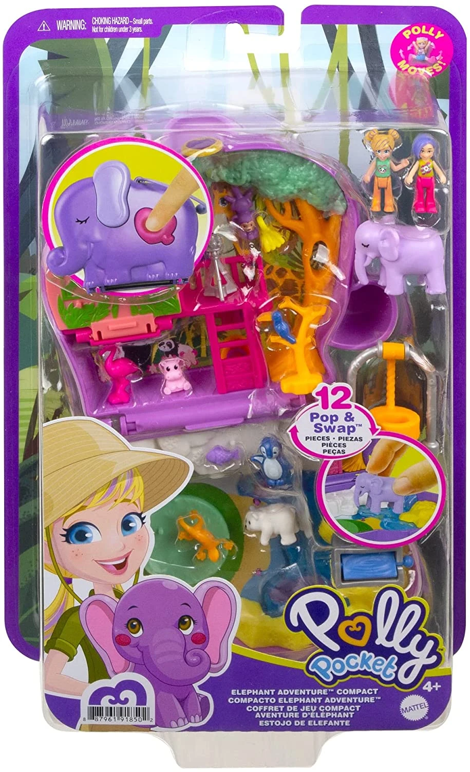 Polly Pocket Elephant Adventure Compact, Animal Theme With Micro Polly & Bella Dolls, 5 Reveals & 13 Related Accessories, Pop & Swap Feature 6 Polly Pocket Elephant Adventure Compact, Animal Theme With Micro Polly & Bella Dolls, 5 Reveals & 13 Related Accessories, Pop & Swap Feature - Image 6