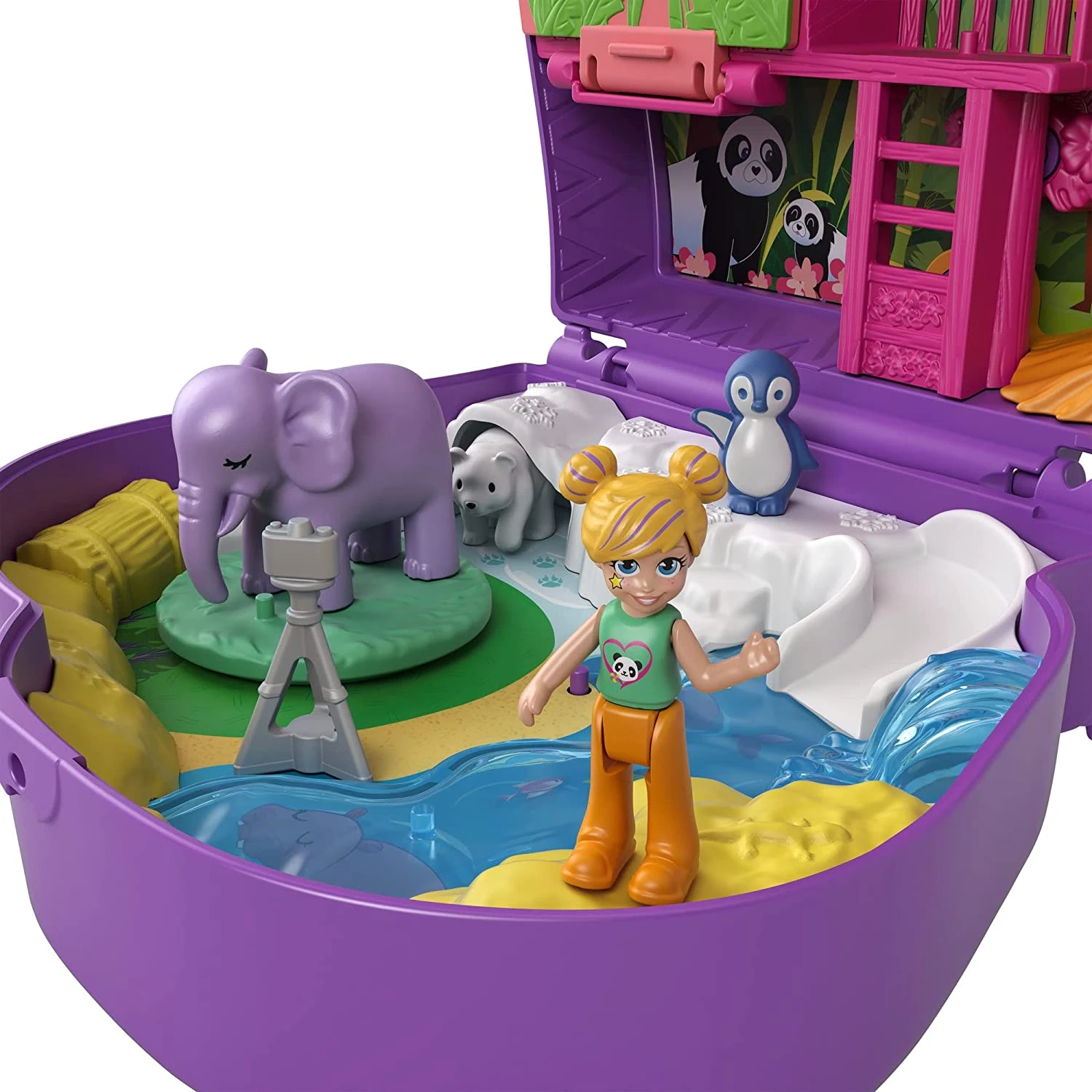Polly Pocket Elephant Adventure Compact, Animal Theme With Micro Polly & Bella Dolls, 5 Reveals & 13 Related Accessories, Pop & Swap Feature 9 Polly Pocket Elephant Adventure Compact, Animal Theme With Micro Polly & Bella Dolls, 5 Reveals & 13 Related Accessories, Pop & Swap Feature - Image 9