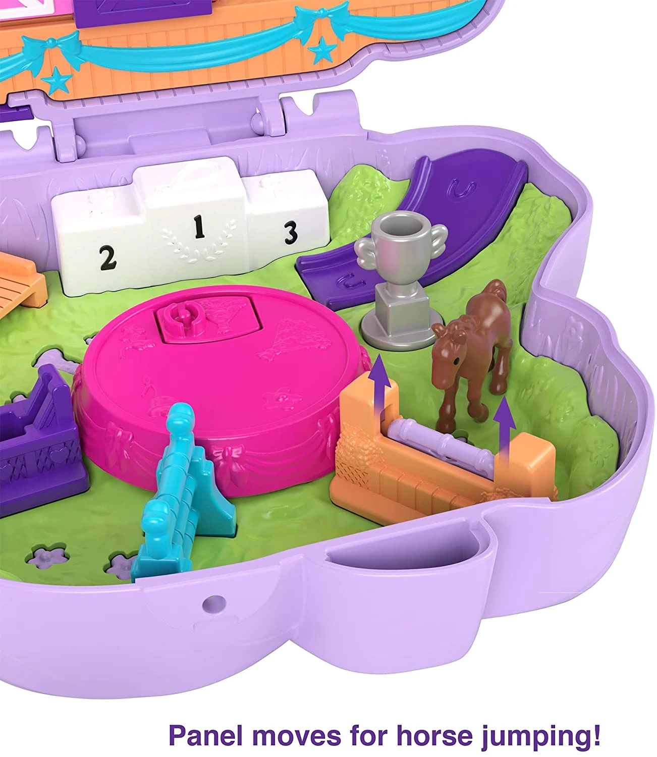 Polly Pocket Jumpin’ Style Pony Compact With Horse Show Theme, Micro Polly Doll & Friend, 2 Horse Figures (1 With Saddle & Tail Hair), Fun Features & Surprise Reveals 9 Polly Pocket Jumpin’ Style Pony Compact With Horse Show Theme, Micro Polly Doll & Friend, 2 Horse Figures (1 With Saddle & Tail Hair), Fun Features & Surprise Reveals - Image 9