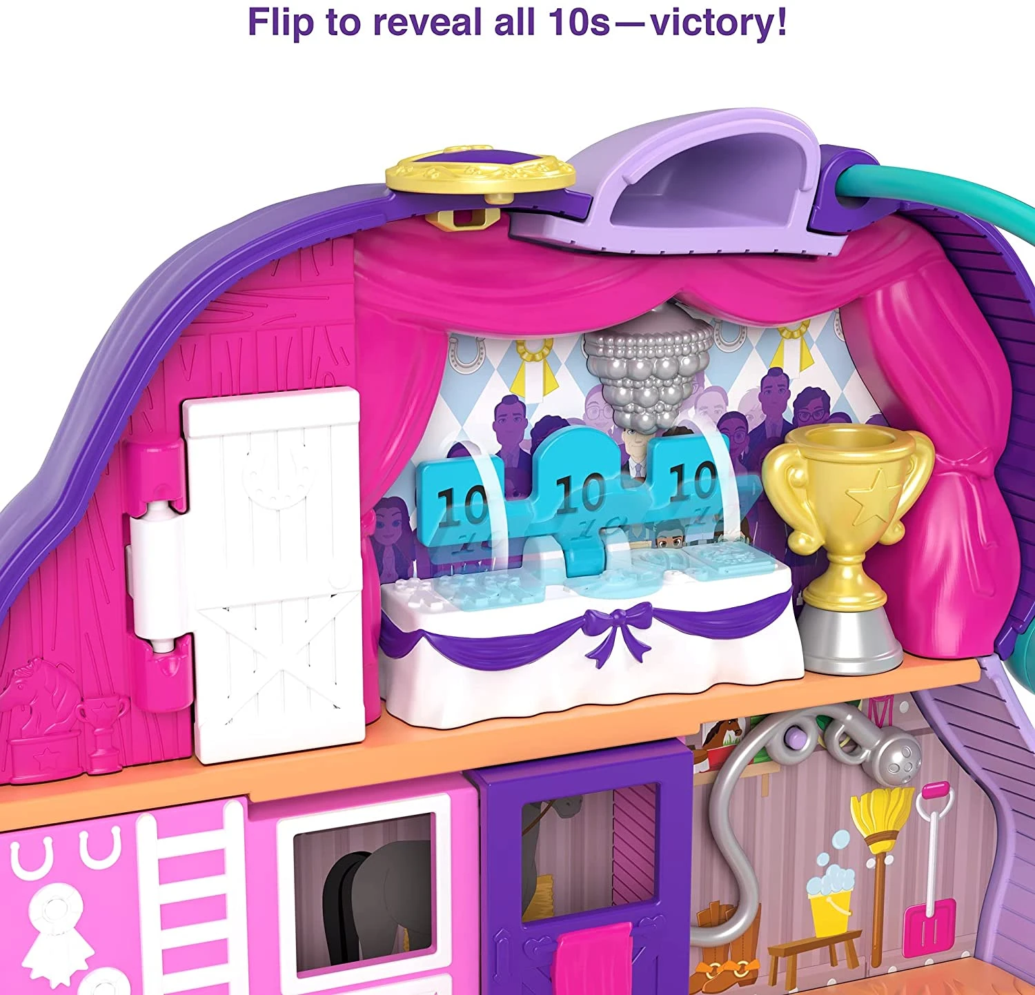 Polly Pocket Jumpin’ Style Pony Compact With Horse Show Theme, Micro Polly Doll & Friend, 2 Horse Figures (1 With Saddle & Tail Hair), Fun Features & Surprise Reveals 10 Polly Pocket Jumpin’ Style Pony Compact With Horse Show Theme, Micro Polly Doll & Friend, 2 Horse Figures (1 With Saddle & Tail Hair), Fun Features & Surprise Reveals - Image 10