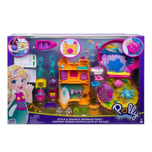 Polly Pocket Style & Sparkle Mermaid Pack For Ages 3 Years Old And Up 4 Polly Pocket Style & Sparkle Mermaid Pack For Ages 3 Years Old And Up - Image 4