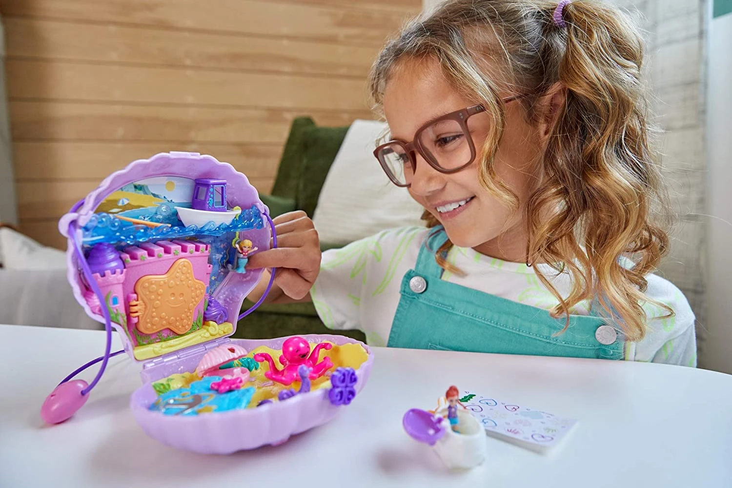 Polly Pocket Travel Toys, Purse Playset With Micro Polly And Mermaid Dolls, Accessories, Activities And Stickers, Seashell Shape 2 Polly Pocket Travel Toys, Purse Playset With Micro Polly And Mermaid Dolls, Accessories, Activities And Stickers, Seashell Shape - Image 2