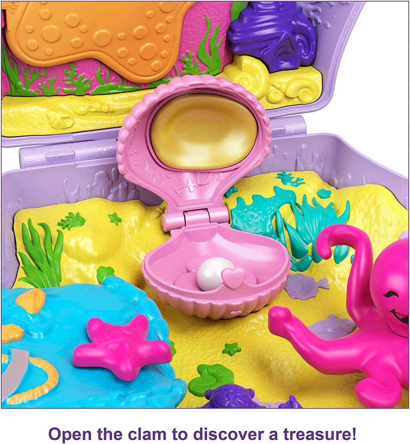 Polly Pocket Travel Toys, Purse Playset With Micro Polly And Mermaid Dolls, Accessories, Activities And Stickers, Seashell Shape 3 Polly Pocket Travel Toys, Purse Playset With Micro Polly And Mermaid Dolls, Accessories, Activities And Stickers, Seashell Shape - Image 3