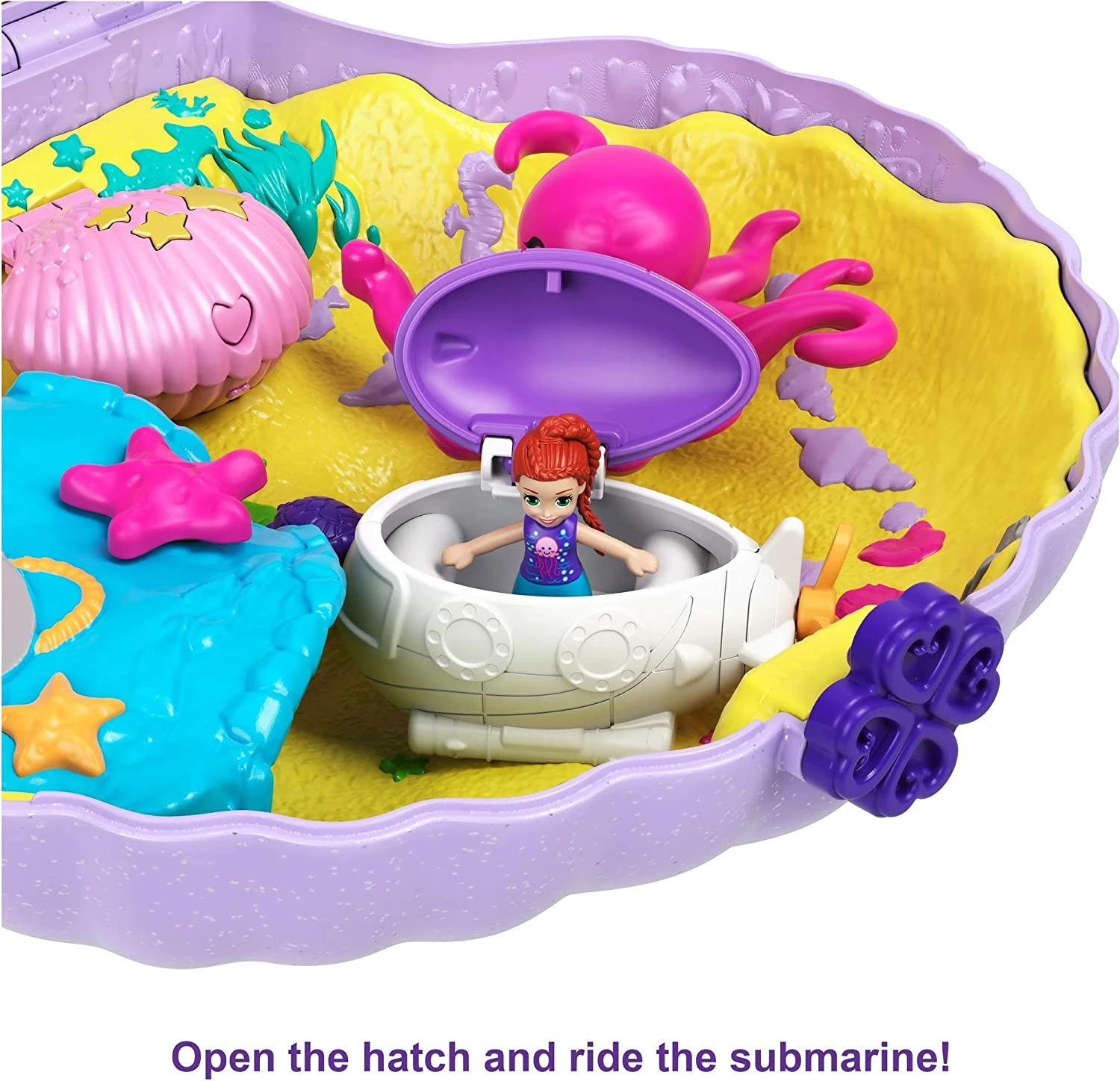 Polly Pocket Travel Toys, Purse Playset With Micro Polly And Mermaid Dolls, Accessories, Activities And Stickers, Seashell Shape 4 Polly Pocket Travel Toys, Purse Playset With Micro Polly And Mermaid Dolls, Accessories, Activities And Stickers, Seashell Shape - Image 4