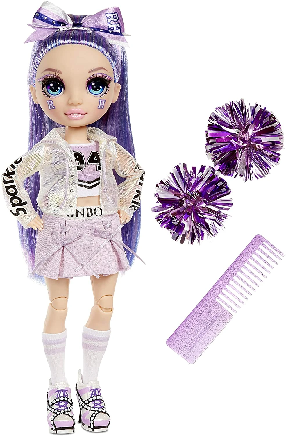 Rainbow High Cheer Violet Willow – Purple Fashion Doll With Pom Poms, Cheerleader Doll, Toys For Kids 6-12 Years Old 2 Rainbow High Cheer Violet Willow – Purple Fashion Doll With Pom Poms, Cheerleader Doll, Toys For Kids 6-12 Years Old - Image 2