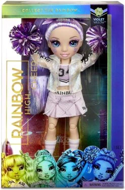 Rainbow High Cheer Violet Willow – Purple Fashion Doll With Pom Poms, Cheerleader Doll, Toys For Kids 6-12 Years Old