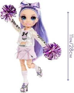 Rainbow High Cheer Violet Willow – Purple Fashion Doll With Pom Poms, Cheerleader Doll, Toys For Kids 6-12 Years Old 8 Rainbow High Cheer Violet Willow – Purple Fashion Doll With Pom Poms, Cheerleader Doll, Toys For Kids 6-12 Years Old -Cuddle House Toys Shop RainbowHighCheerVioletWillow PurpleCheerleaderFashionDoll2