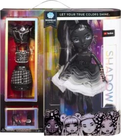 Rainbow High Shadow Series 1 Shanelle Onyx- Grayscale Fashion Doll. 2 Black Designer Outfits To Mix & Match With Accessories