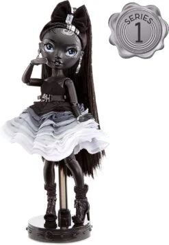 Rainbow High Shadow Series 1 Shanelle Onyx- Grayscale Fashion Doll. 2 Black Designer Outfits To Mix & Match With Accessories -Cuddle House Toys Shop RainbowHighShadowSeries1ShanelleOnyx2