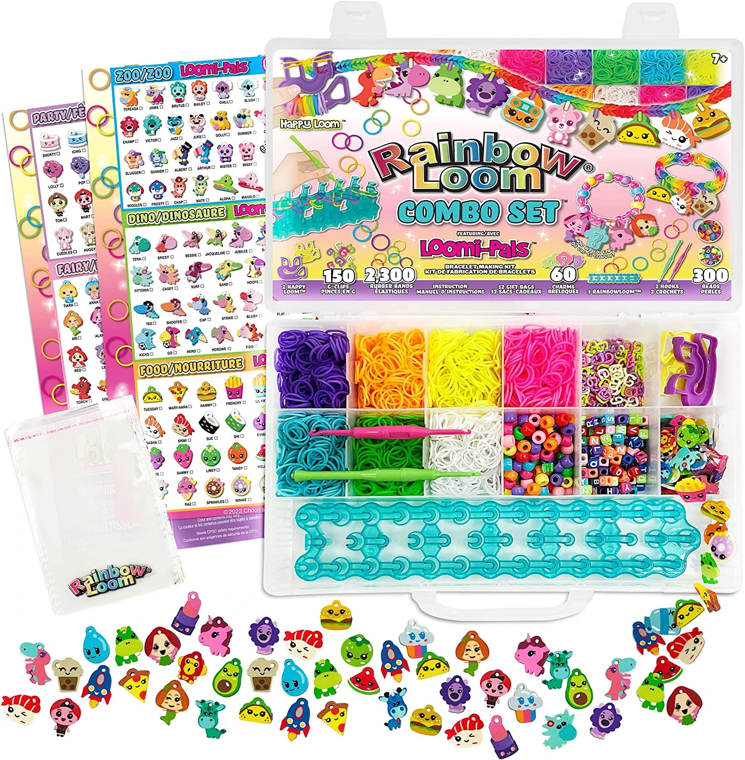 Rainbow Loom® Loomi-Pals™ Combo Set, Features 60 CUTE Assorted LP Charms, Happy Looms, Hooks, Alpha & Pony Beads, 2300 Colorful Bands - Image 8